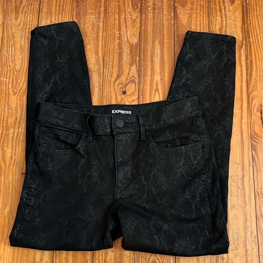 Snake skin print jeans